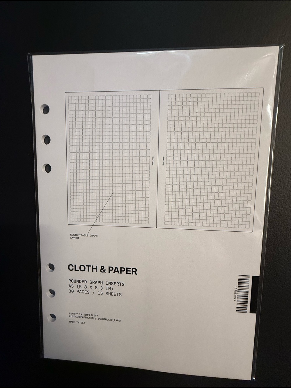 Cloth & Paper A5 Rounded Graph Inserts - White